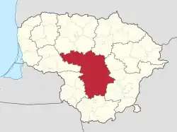 Karte Litauens – Bezirk Kaunas hervorgehoben