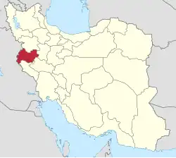 Lage der Provinz Kermanschah im Iran