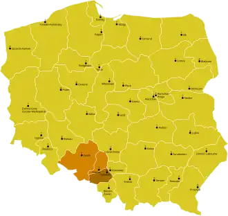 Karte der Kirchenprovinz Katowice