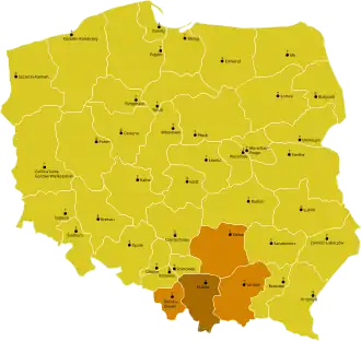 Karte der Kirchenprovinz Krakau