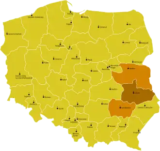 Karte der Kirchenprovinz Lublin