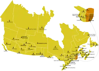 Karte der Kirchenprovinz Sherbrooke