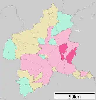 Lage Kiryūs in der Präfektur