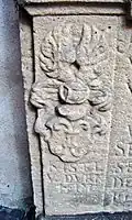 Wappen der Kistel von Dürkheim, als Ahnenwappen auf dem Epitaph des Wolf Leyser von Lambsheim († 1587), Pfarrkirche St. Ulrich, Deidesheim