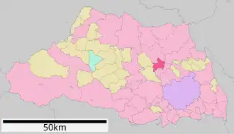 Lage Kitamotos in der Präfektur