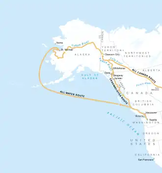 Die Routen nach Dawson im Klondike-Gebiet
