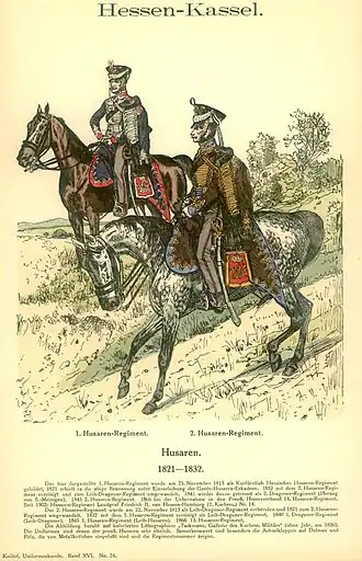 Hessen-Kasselsche Husaren (1821–1832), 1. Husaren-Regiment, 2. Husaren-Regiment