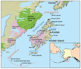 Die Schelichow-Straße zwischen Kodiak Island und dem Festland