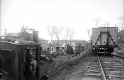 Drei Lokomotiven am Bahnhof Axioupoli (Goumentja)