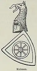 Wappen Kolman von Endingen, gerandet mit sechsspeichigem Rad