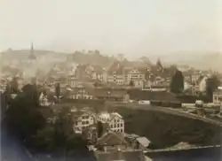 Die Ein- und Ausfahrt in den Kopf­bahnhof Herisau der Appenzeller Bahn erfolgte über das von rechts kommende Gleis
