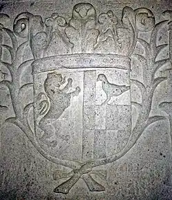 Auwach/Koppenstein Allianzwappen (1692), Abteikirche St. Michael, Siegburg, Krypta