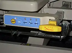 Gelbe Notschalter für Trendelenburg-Lagerung und Reanimation, Möglichkeit, einzelne Funktionen zu sperren