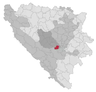 Lage der Gemeinde Kreševo in Bosnien und Herzegowina (anklickbare Karte)