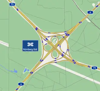 Übersichtskarte Autobahnkreuz Nürnberg-Süd