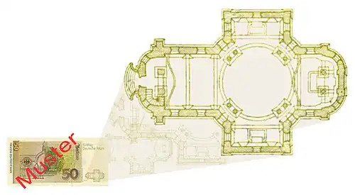 Grundriss auf dem 50-DM-Schein