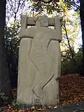 Kreuzweg, an der Josefskapelle in Neuhausen auf den Fildern 1954, Jesus stirbt am Kreuz, Relief