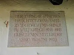 Begriff Turngau auf einer Gedenkplatte