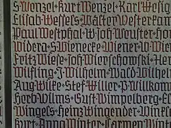 Namen der Gefallenen (Ausschnitt)