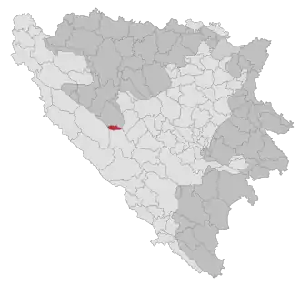 Lage der Gemeinde Kupres (RS) in Bosnien und Herzegowina (anklickbare Karte)