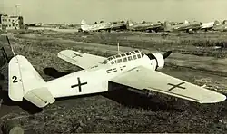 K11W mit Markierungen (Grüne Kreuze), die für Überführungsflüge nach dem Waffenstillstand aufgebracht wurden