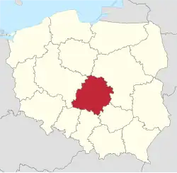 Lage der Woiwodschaft Łódź in Polen