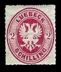 Lübecker Briefmarke der Briefmarkenserie 1863