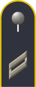 Dienstgradabzeichen eines Obergefreiten auf Schulterklappe der Jacke des Dienstanzuges für Luftwaffenuniformträger