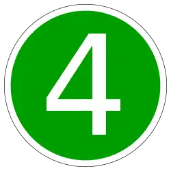 Aus SVG erzeugte Grafik, die eine magnetische Plakette beziehungsweise einen Aufkleber für ein „EURO4 sicheres“ Fahrzeug darstellt.