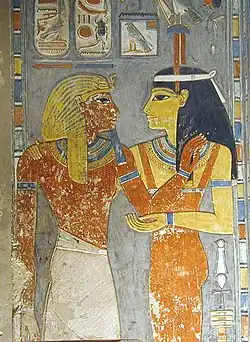 Haremhab und Amentet in Gestalt der Hathor
