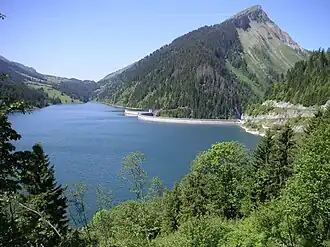 Der Lac de l’Hongrin, oberer Speichersee des Kraftwerks
