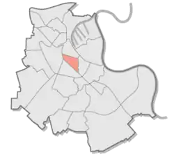 Lage des Dreikönigenviertels im Stadtgebiet von Neuss