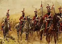 Jan Hoynck van Papendrecht (1933): Rote Lanzenreiter der Imperialen Garde auf dem Vormarsch, Privatbesitz.