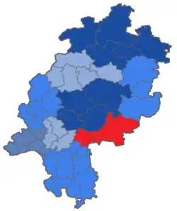 Lage des Landgerichtsbezirks Hanau in Hessen