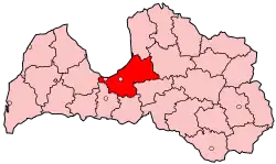 Lettland mit rot hervorgehobenem Kreis Riga