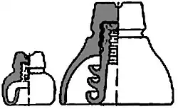 Skizze der Öl-Isolatoren, die damals zur Anwendung kamen.