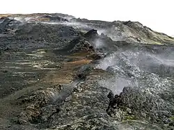 Immer noch heiße Lavafelder, am Leirhnjúkur, 2007