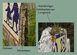 Abbruch eines Michelin-Verkehrszeichens mit eingesetzter Schilderplatte und Moniereisen