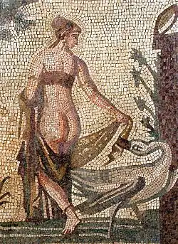 Römisches Mosaikmotiv Leda mit dem Schwan (3. Jahrhundert)