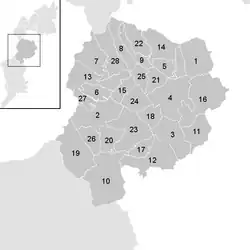 Lage der Gemeinde Bezirk Oberpullendorf im Bezirk Oberpullendorf (anklickbare Karte)