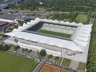 Luftaufnahme des Stadions Wojska Polskiego (2022)