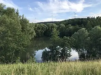 Blick vom Damm auf den Stausee