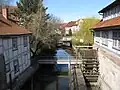 Blick vom Stadtwall nach Norden, links Lohmühle, rechts Odilienmühle (2017)