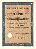 Aktie über 1000 Mark der Leipziger Außen­bahn AG vom 1. Juni&nbsp;1900