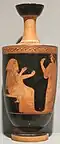 Rotfigurige Lekythos mit Frauen bei der Hausarbeit; Honolulu Academy of Arts