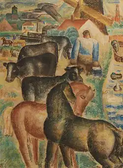 Milking time on the farm, 1927