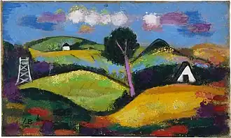 Hügelige Landschaft mit Hochstand, 1955–1960