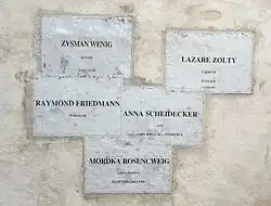 Mauerkunst Die Bewohner des Hotels de Saint-Aignan im Jahr 1939, Musée d'art et d'histoire du Judaïsme, Paris