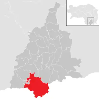 Lage der Gemeinde Leutschach an der Weinstraße im Bezirk Leibnitz (anklickbare Karte)