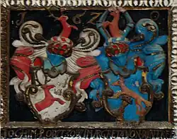 Allianzwappen Joachim von Lowtzow und Margreta von Winterfeldt von 1620 in der Dorfkirche Levitzow